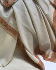 White Dhoordar Embroidery Pashmina Shawl - the Atelier H