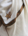 Elegant White Border Embroidery Pashmina Shawl - the Atelier H