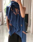 Sky Blue Silk Embroidery Pashmina Shawl - the Atelier H