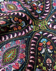 Black Mandala Design Silk Embroidery Pashmina Shawl - the Atelier H