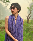 Purple Lotus Design Embroidered Pashmina Shawl
