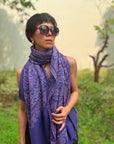 Purple Lotus Design Embroidered Pashmina Shawl