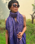 Purple Lotus Design Embroidered Pashmina Shawl