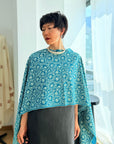 Vintage Turquoise Jaal Silk Embroidery Pashmina Shawl