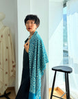 Vintage Turquoise Jaal Silk Embroidery Pashmina Shawl