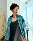 Vintage Turquoise Jaal Silk Embroidery Pashmina Shawl