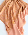 3 Yard Coral Pink Floral Embroidery Pashmina Shawl