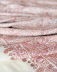 Vintage White Paisley Jamawar Embroidery Pashmina Shawl