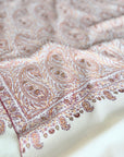 Vintage White Paisley Jamawar Embroidery Pashmina Shawl