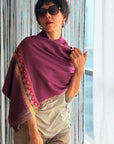Vintage Plum Red Light Embroidery Pashmina Shawl