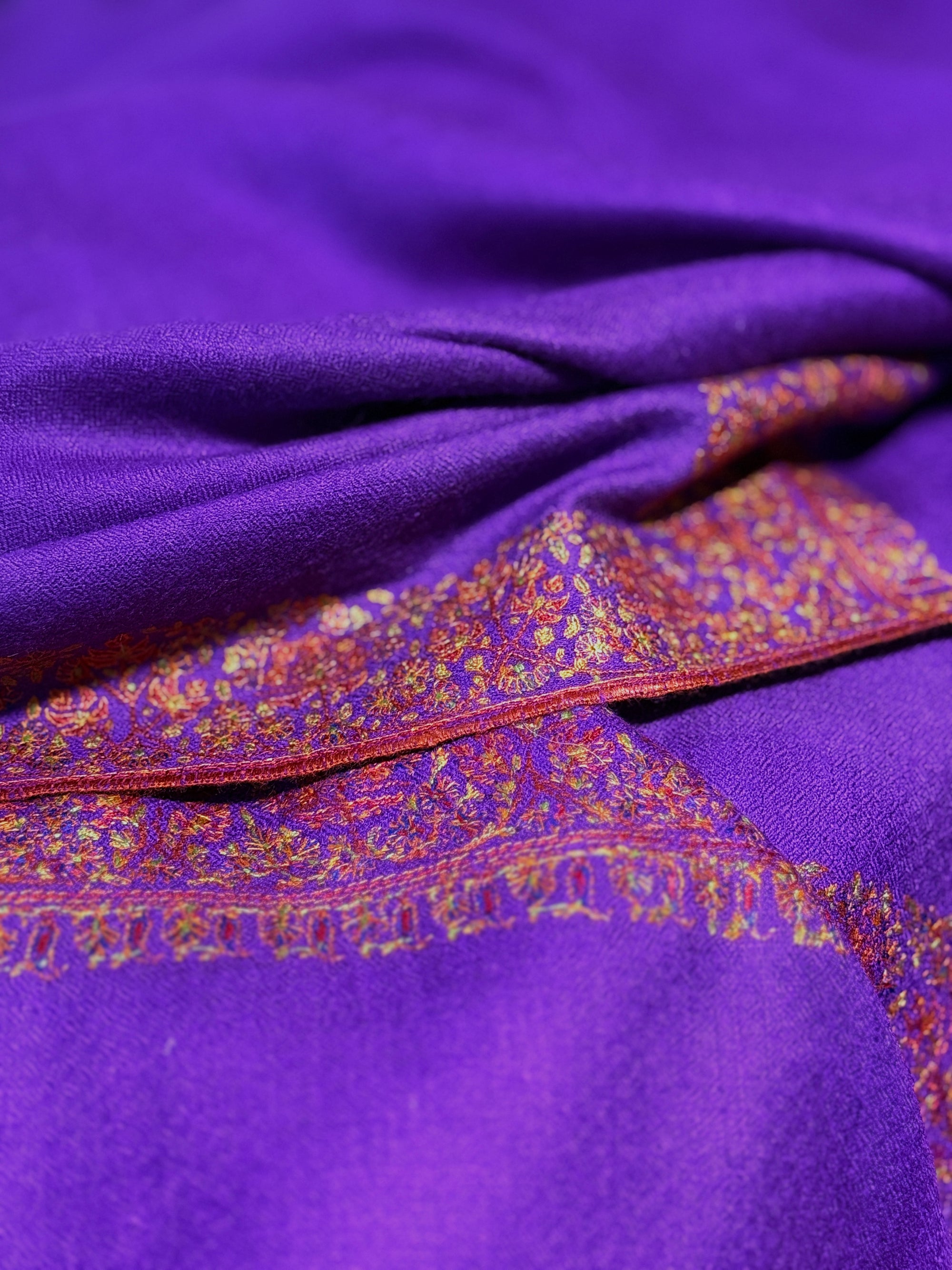 Vintage Fusia Floral Embroidery Pashmina Shawl