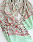 Turquoise Paisley Design Embroidered Pashmina Shawl