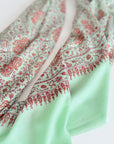 Turquoise Paisley Design Embroidered Pashmina Shawl