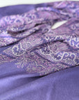 Purple Lotus Design Embroidered Pashmina Shawl