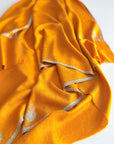 Vintage Mustard Silk Embroidery Pashmina Shawl