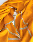 Vintage Mustard Silk Embroidery Pashmina Shawl