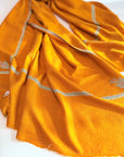 Vintage Mustard Silk Embroidery Pashmina Shawl