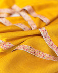 Vintage Yellow Silk Embroidery Pashmina Shawl
