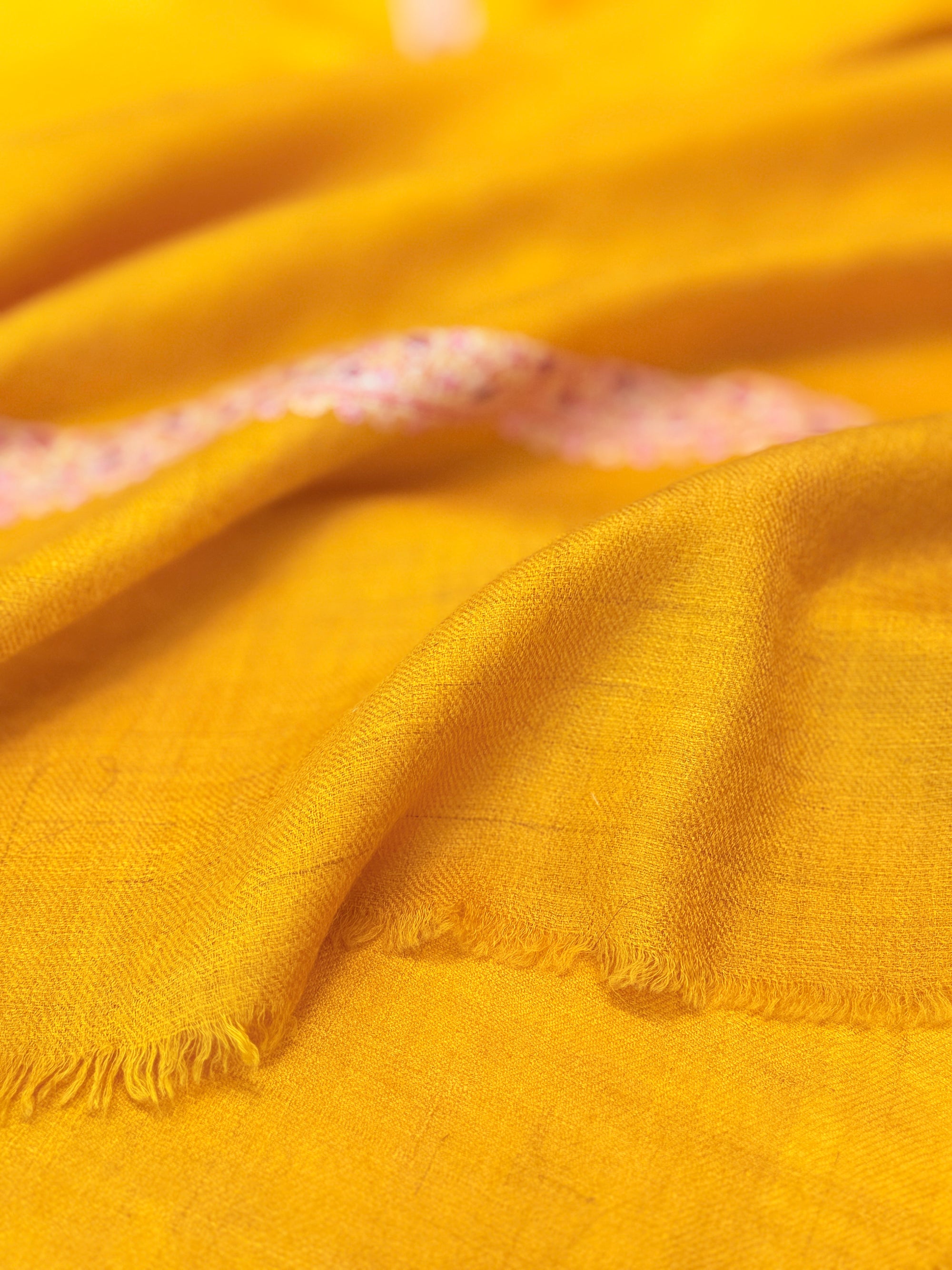 Vintage Yellow Silk Embroidery Pashmina Shawl