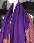 Bright Purple Paisley Design Embroidery Pashmina Image 3