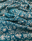 Vintage Turquoise Jaal Silk Embroidery Pashmina Shawl