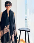 Vintage Black Palla Silk Embroidery Pashmina Shawl