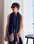 Vintage Black Palla Silk Embroidery Pashmina Shawl