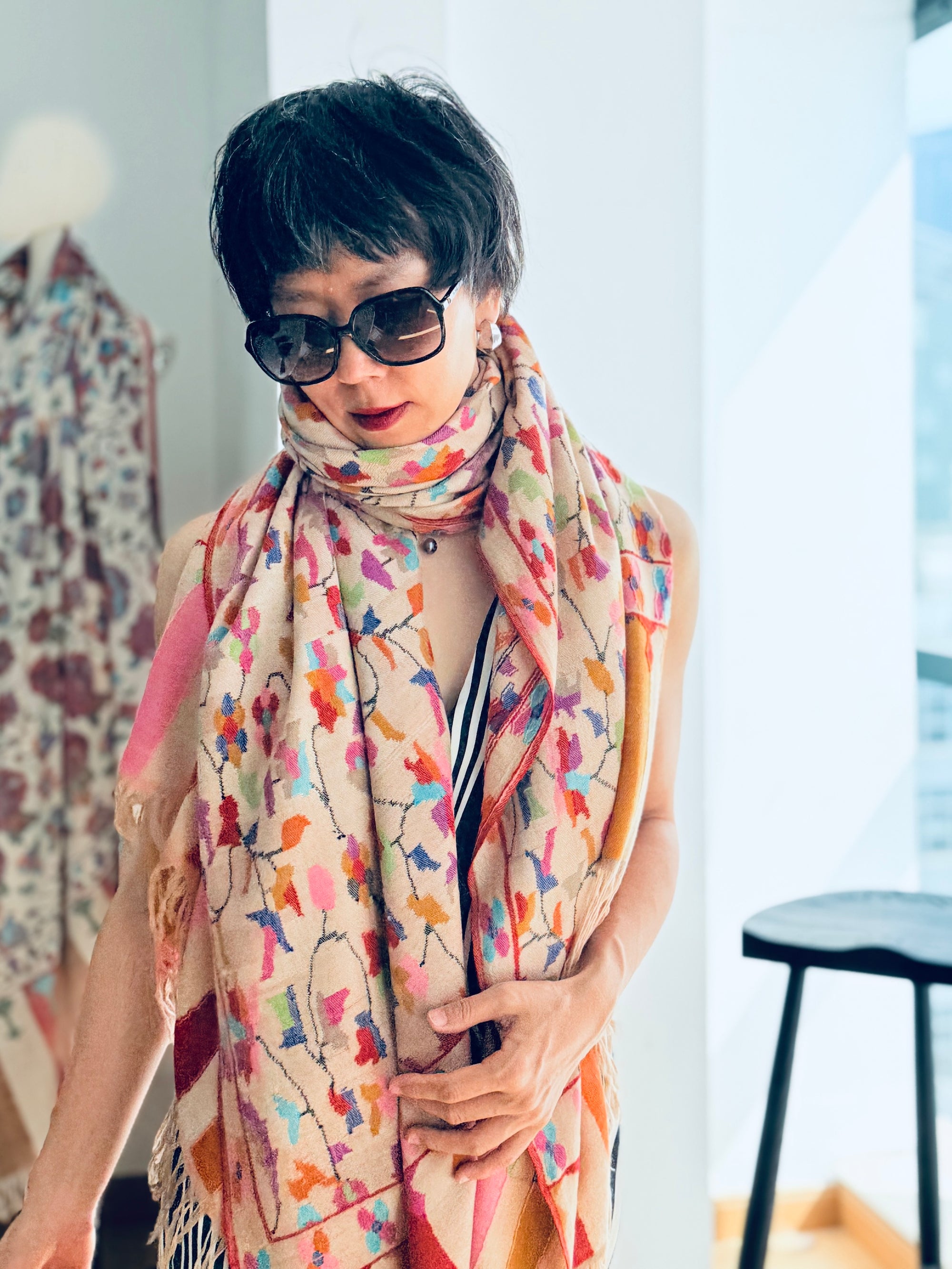 Blush Floral Design Kani Jamawar Pashmina Shawl