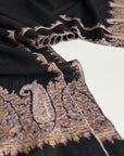 Vintage Black Palla Silk Embroidery Pashmina Shawl
