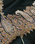 Vintage Black Palla Silk Embroidery Pashmina Shawl