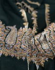 Vintage Black Palla Silk Embroidery Pashmina Shawl