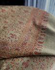 Vintage Golden Silk Embroidery Pashmina Shawl