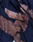 Navy Blue Dhoor Embroidery Pashmina Shawl
