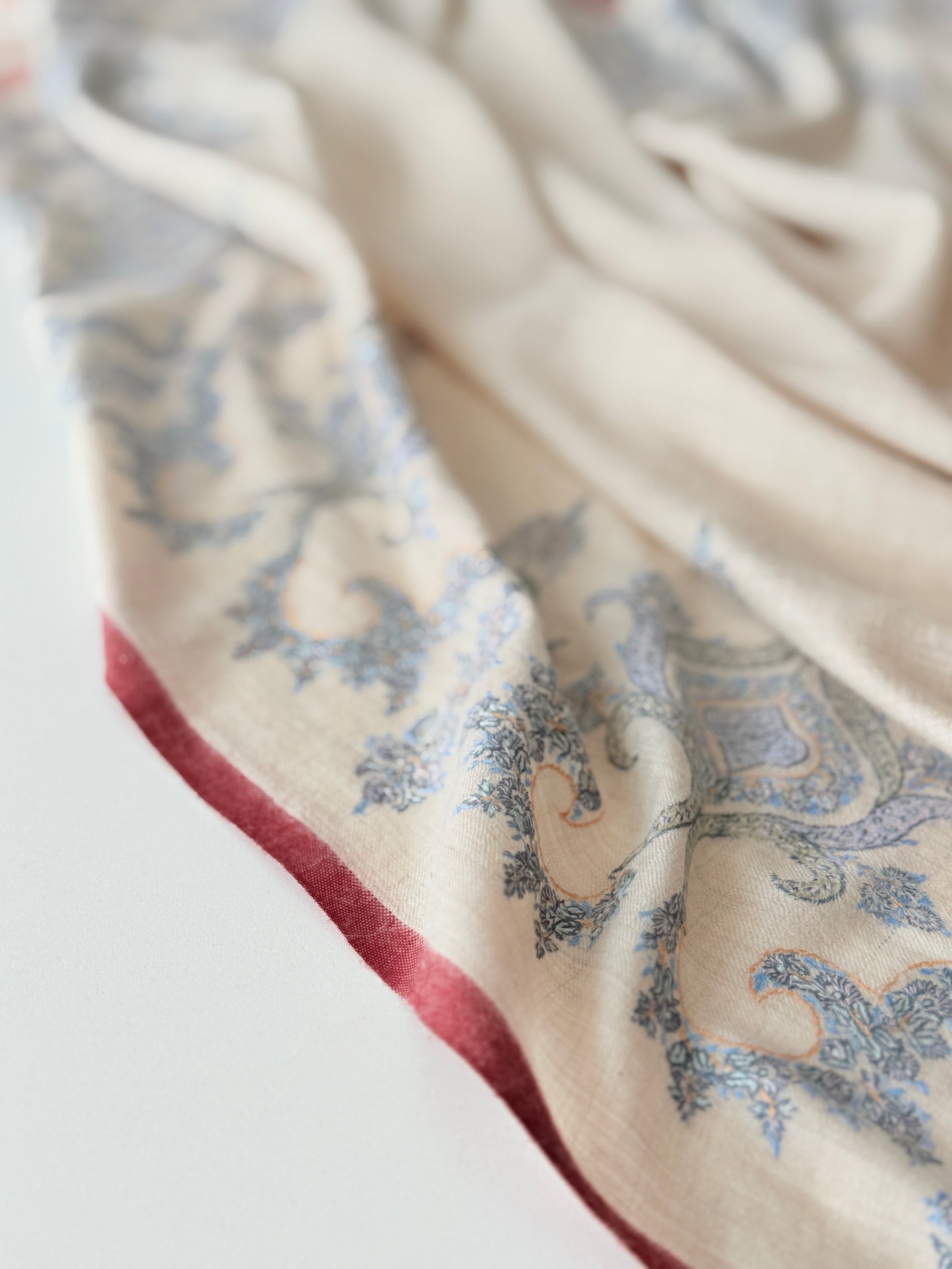 Beige Floral Design Embroidered Pashmina Shawl
