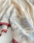 Beige Floral Design Embroidered Pashmina Shawl