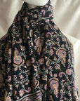 Black Paisley Embroidery Pashmina Shawl - the Atelier H