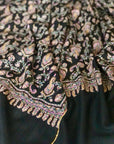 Black Paisley Embroidery Pashmina Shawl - the Atelier H