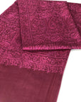 Magenta Paisley Design Silk Jamawar Embroidery Pashmina Shawl