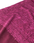 Magenta Paisley Design Silk Jamawar Embroidery Pashmina Shawl