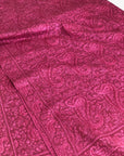 Magenta Paisley Design Silk Jamawar Embroidery Pashmina Shawl