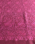 Magenta Paisley Design Silk Jamawar Embroidery Pashmina Shawl