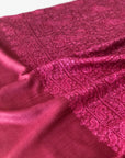 Magenta Paisley Design Silk Jamawar Embroidery Pashmina Shawl