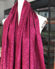 Magenta Paisley Design Silk Jamawar Embroidery Pashmina Shawl