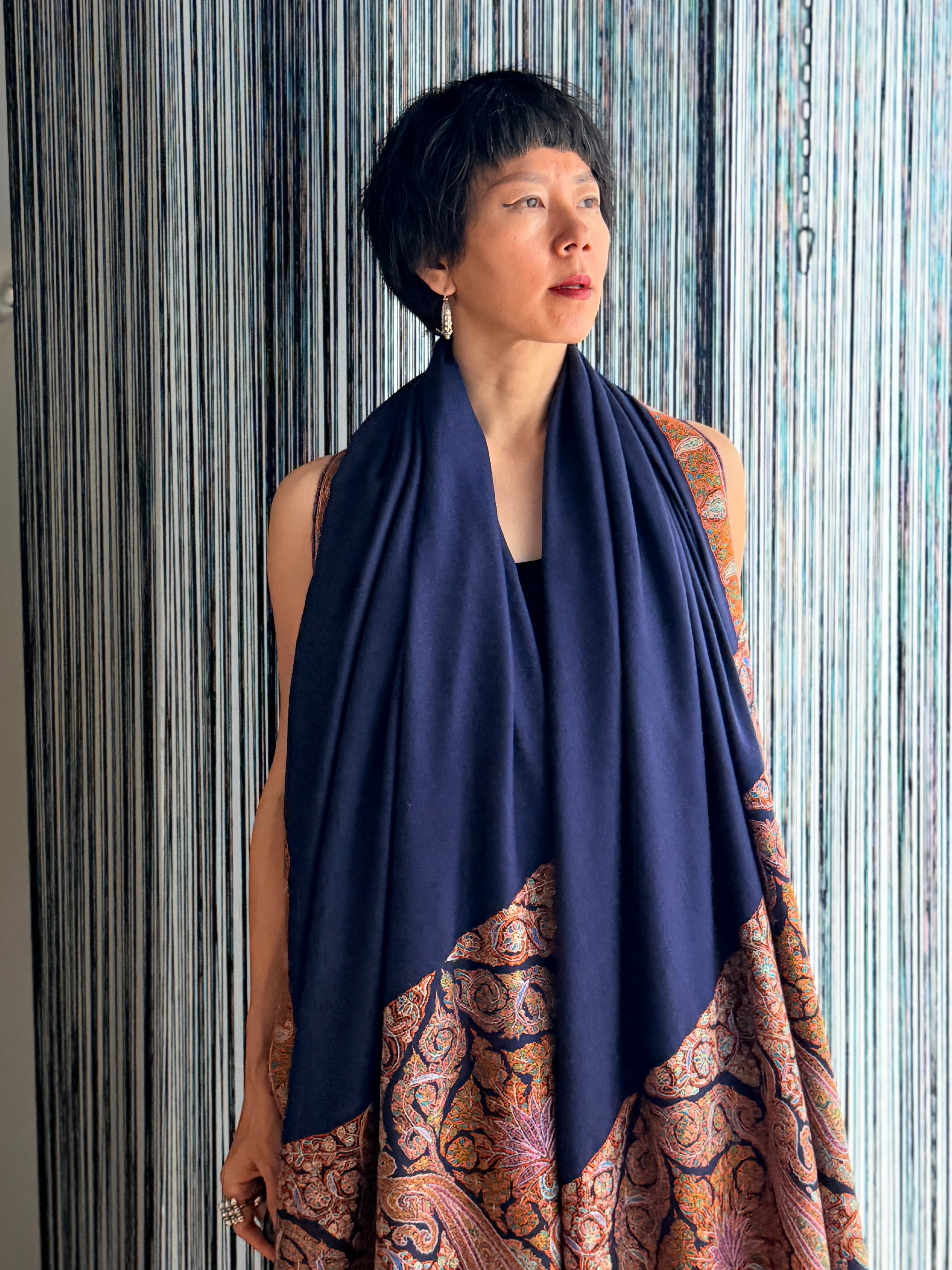 navy blue pashmina shawl