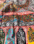 XL Kalamkari Silk Embroidery Pashmina Shawl, Antique Floral Design - the Atelier H