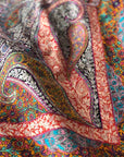 XL Kalamkari Silk Embroidery Pashmina Shawl, Antique Floral Design - the Atelier H