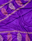 Bright Purple  Embroidery Pashmina Shawl Cone Boteh Design Image 1