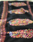 Black Embroidery Pashmina Shawl Cone Boteh Design Image 1