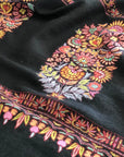 Black Embroidery Pashmina Shawl Cone Boteh Design Image 3