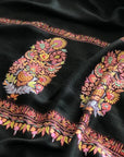 Black Embroidery Pashmina Shawl Cone Boteh Design Image 4